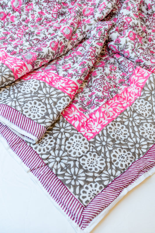 Pink Floral Cotton quilt