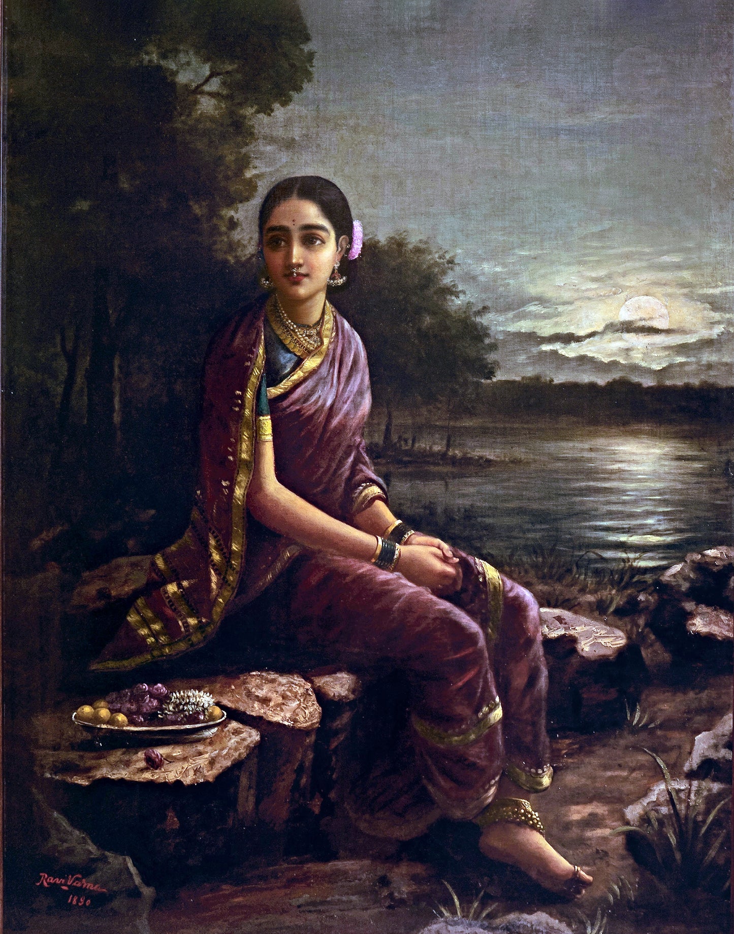 Radha in the Moon light by Raja Ravi Varma (1890)- 11/14"
