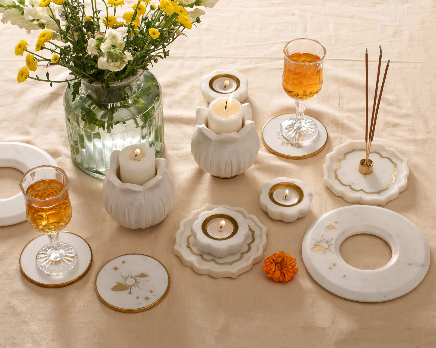 Tulip Marble Candle Holder