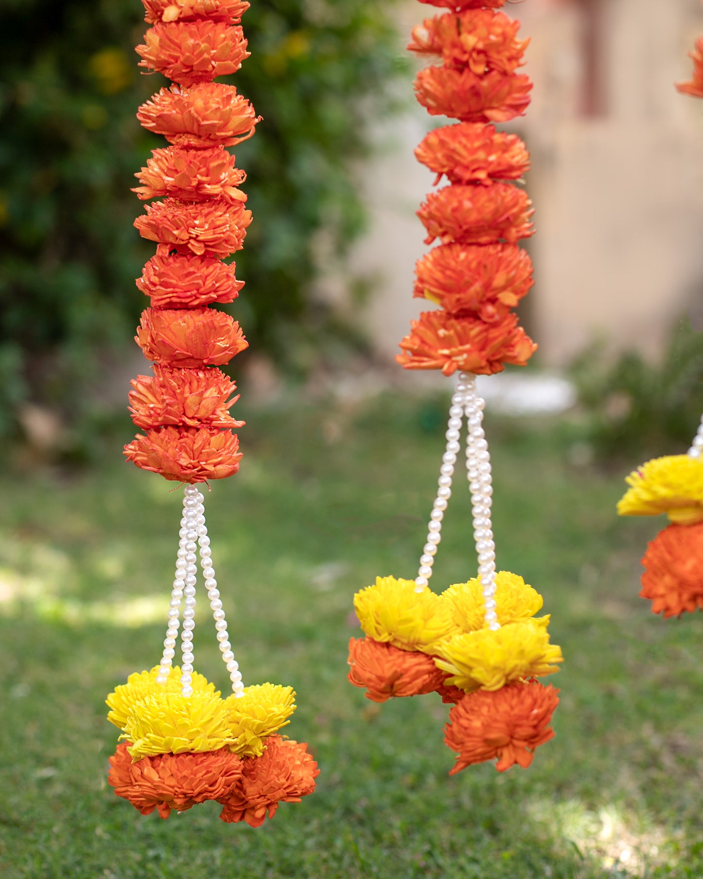 Orange and  Yellow sola wood flowers- 6ft