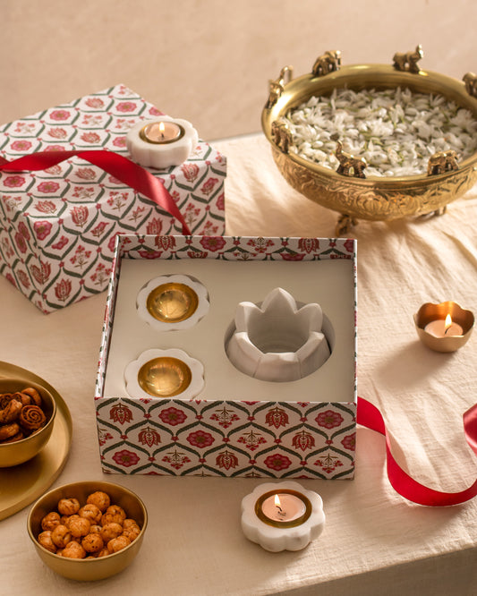 Tulip candle holder and chaand diya's gift box (with products)