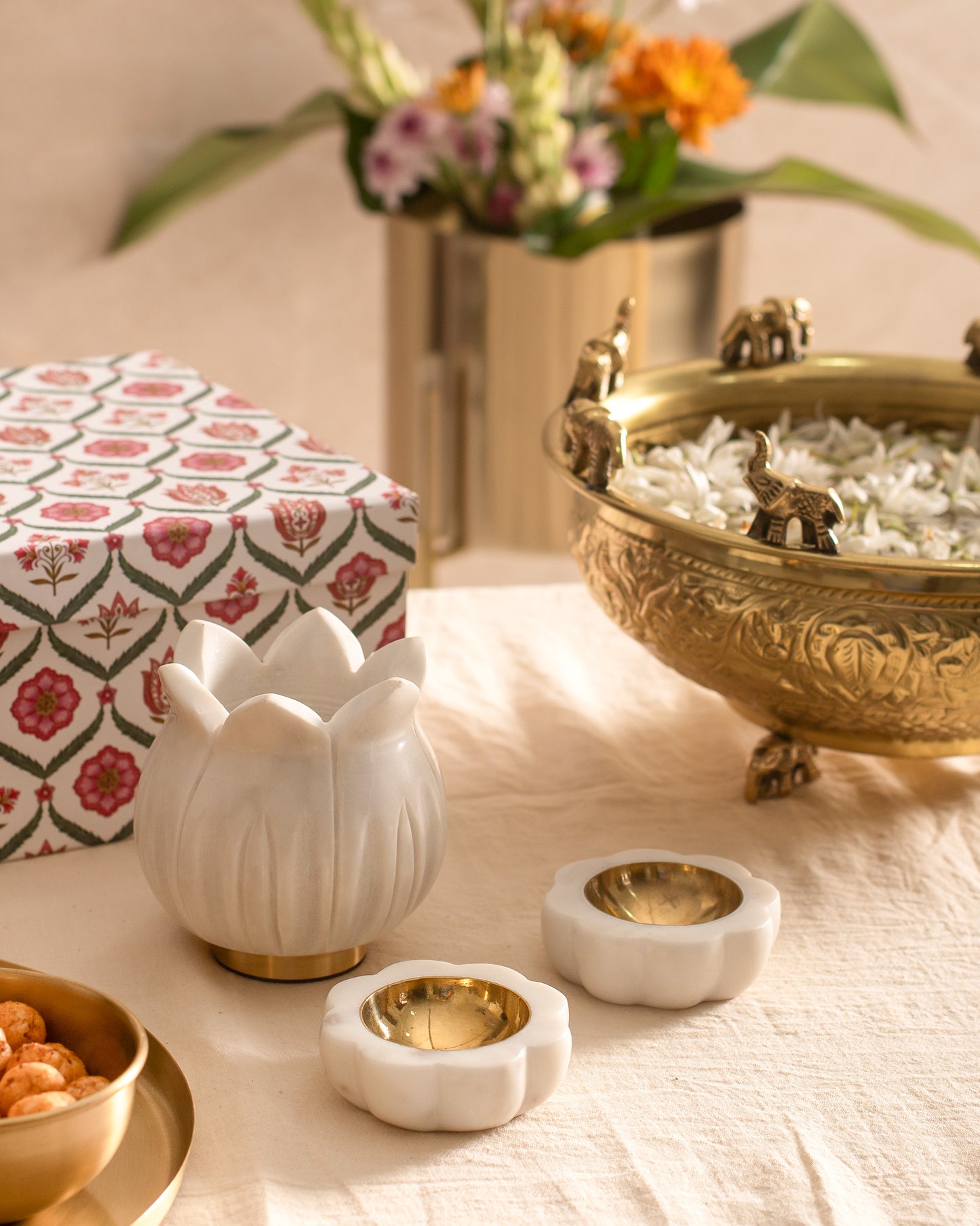 Tulip candle holder and chaand diya's gift box (with products)