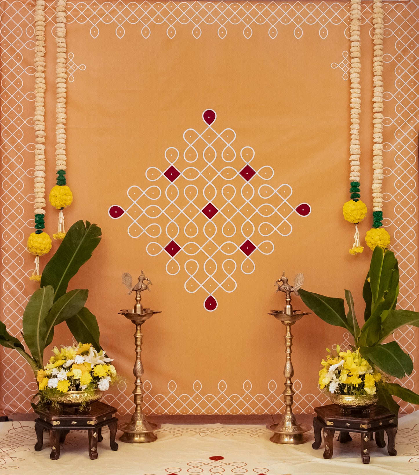 Muggu Yellow Festive Backdrop