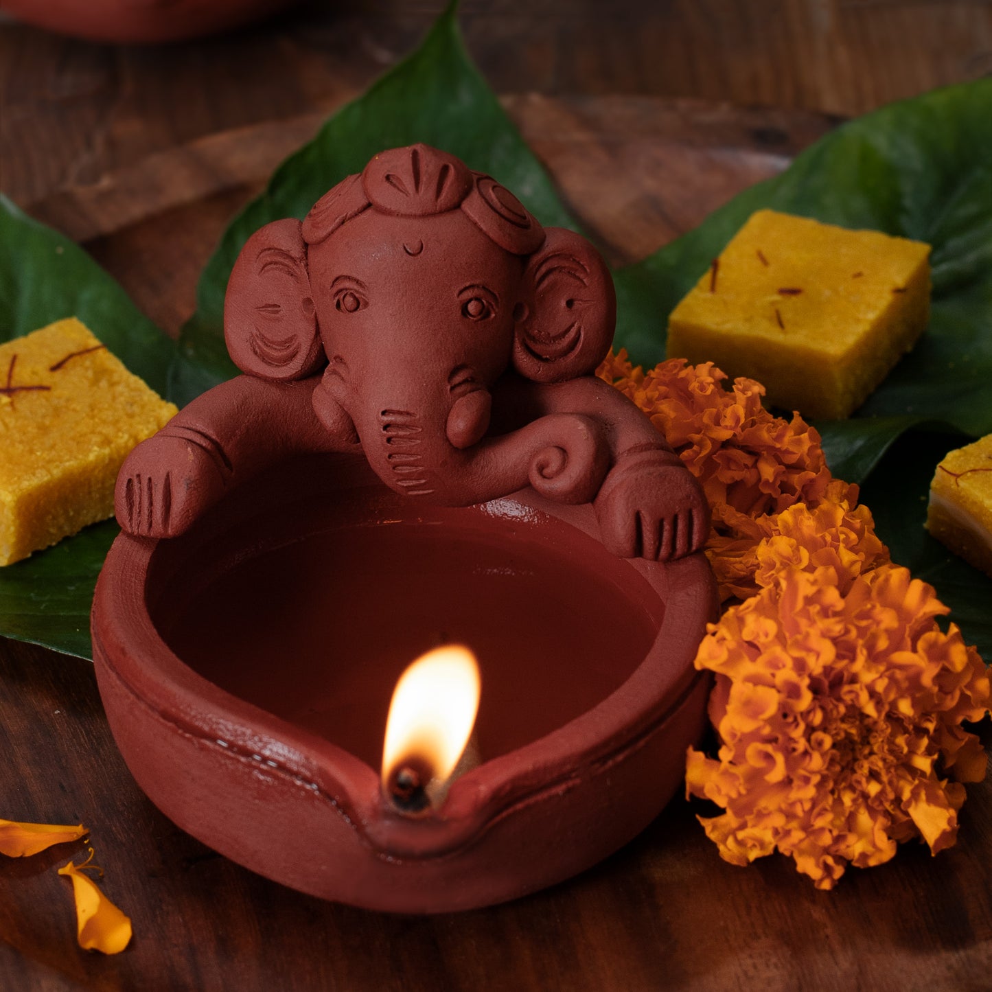 Terracotta Ganesh Diya (Set of 2)