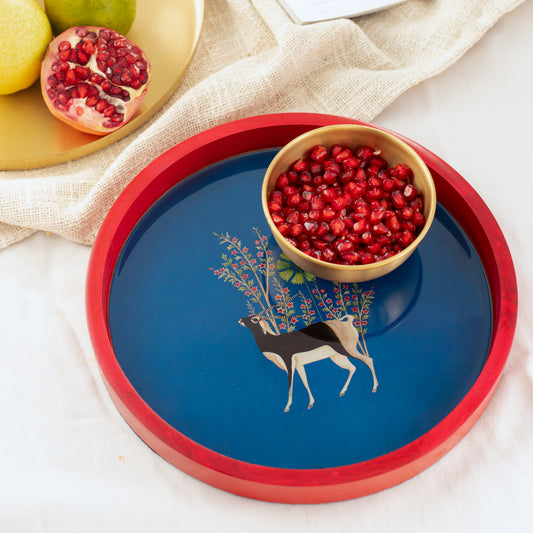 Chinkara Round Serving Tray (Mango wood)