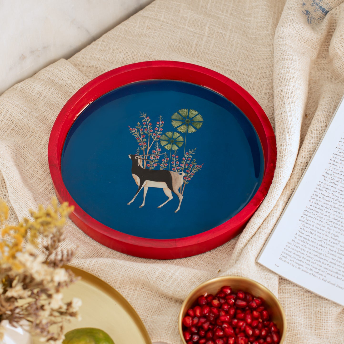 Chinkara Round Serving Tray (Mango wood)