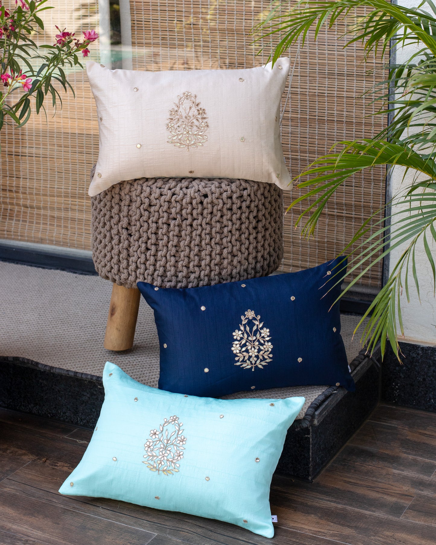 Mriya flower silk cushion cover- 12/18"