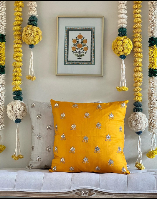 Yellow sola wood flowers with white ball- 6ft