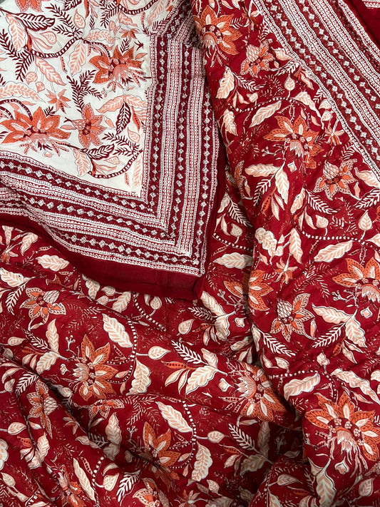 Prairie Red and white cotton quilt