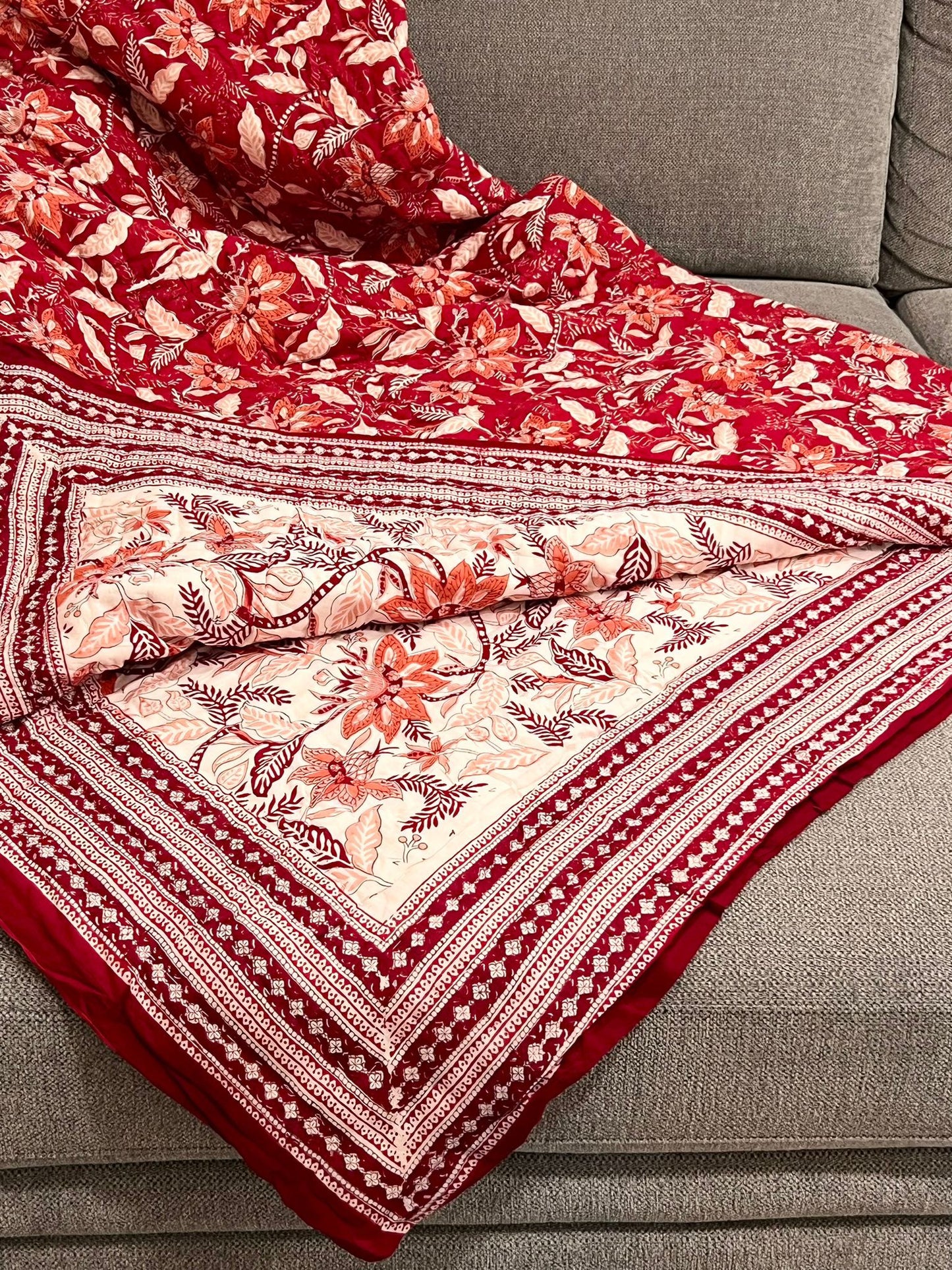 Prairie Red and white cotton quilt