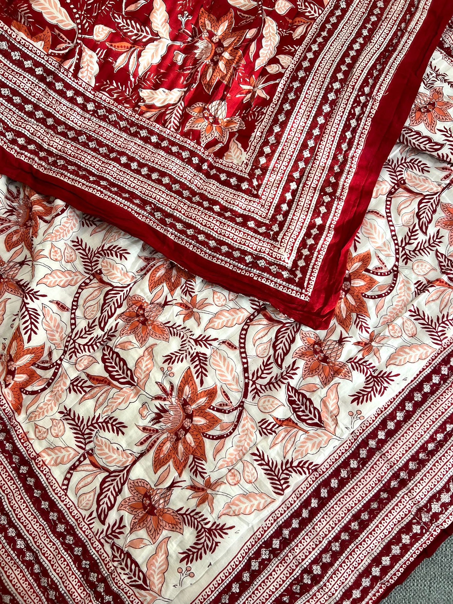 Prairie Red and white cotton quilt